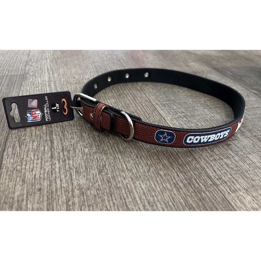 NWT‎ Vintage Dallas Cowboys Dog Collar Large GameWear Football Leather NFL